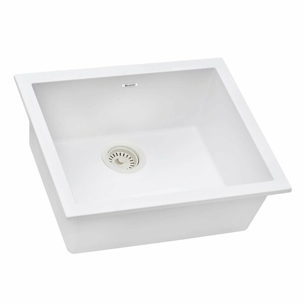Ruvati 21 x 17 inch Granite Composite Undermount Single Bowl Wet Bar Prep Sink Arctic White RVG2022WH